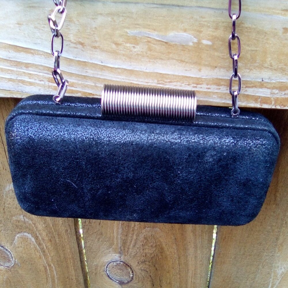 Kooba Black Suede Evening Bag Purse on Chain